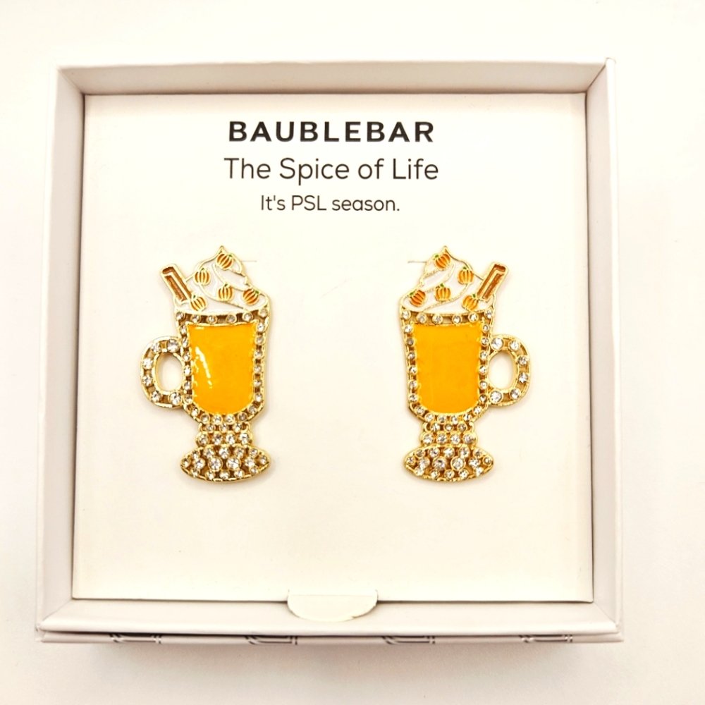 BaubleBar Pumpkin Spice Latte Season Earrings The Spice of Life New in Box